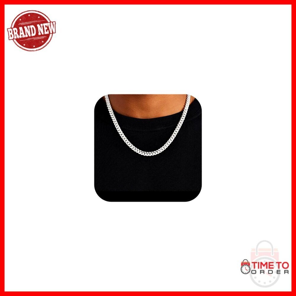 Sterling Silver Cuban Link Chain Necklace 18-24 Inch Unisex Jewelry